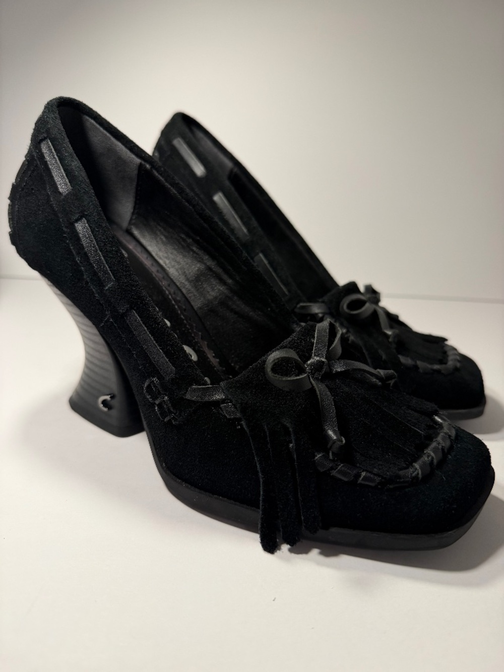 Circus NY Sam Edelman Ainsley Black Suede Fringe Heels Size 6